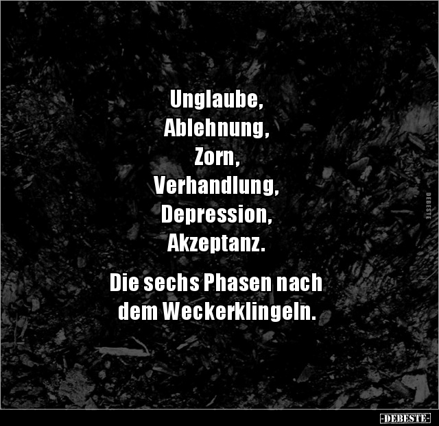 Unglaube, Ablehnung, Zorn, Verhandlung, Depression.. - Lustige Bilder | DEBESTE.de