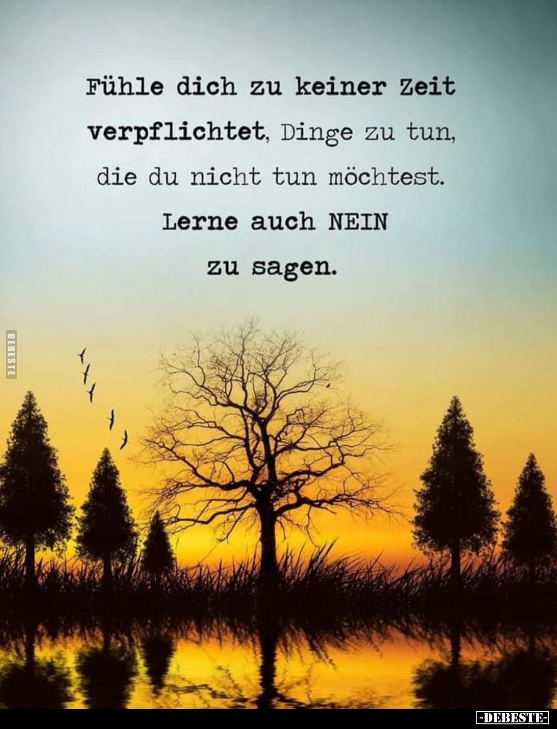 Fühle dich zu keiner Zeit verpflichtet, Dinge zu tun, die du nicht tun möchtest.
Lerne auch NEIN zu sagen.