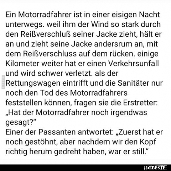 Ein Motorradfahrer ist in einer eisigen Nacht unterwegs.. - Lustige Bilder | DEBESTE.de