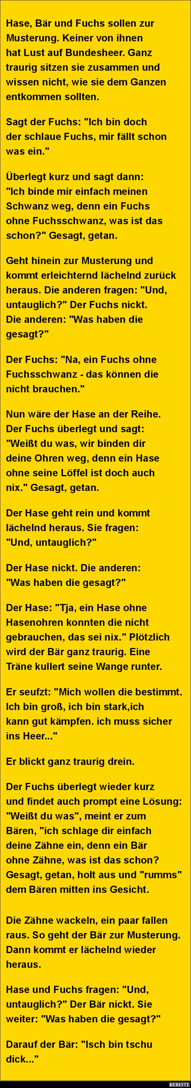 Hase, Bär und Fuchs sollen zur Musterung.. - Lustige Bilder | DEBESTE.de