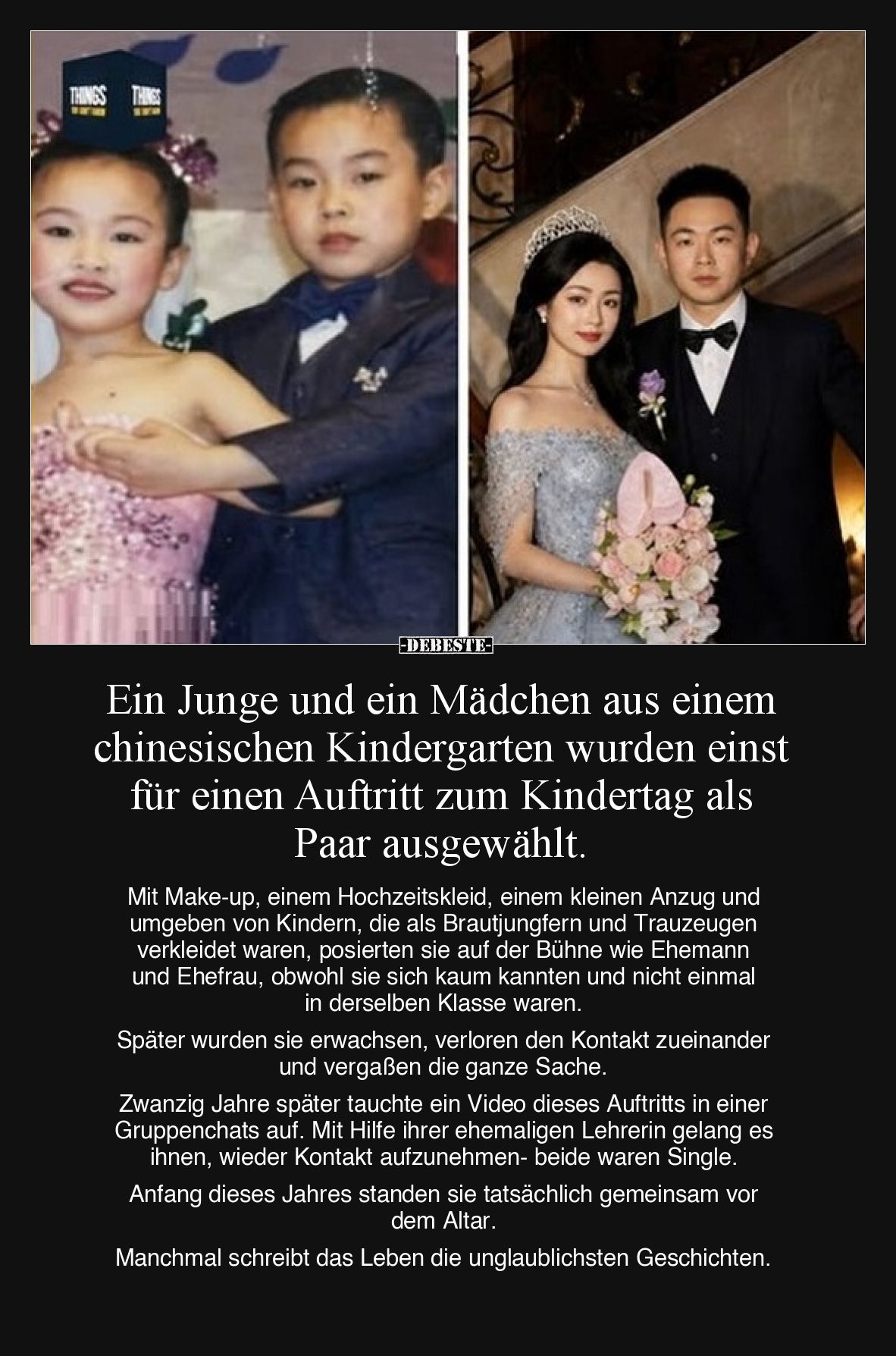 Ein Junge und ein Mädchen aus einem chinesischen Kindergarten wurden einst für einen Auftritt zum Kindertag als Paar ausgewäh...