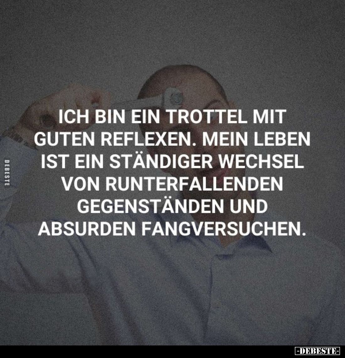 Ich bin ein Trottel mit guten Reflexen. Mein Leben ist ein ständiger Wechsel von runterfallenden Gegenständen und absurden Fa...
