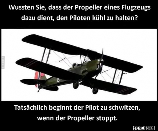 Wussten Sie, dass der Propeller eines Flugzeugs dazu dient.. - Lustige Bilder | DEBESTE.de