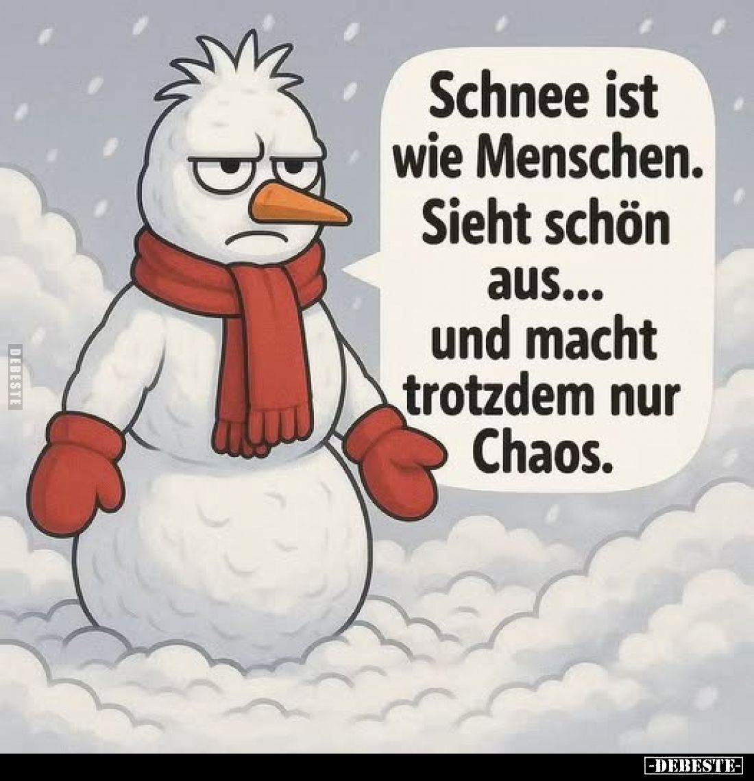 Schnee ist wie Menschen. Sieht schön aus... und macht trotzdem nur Chaos.