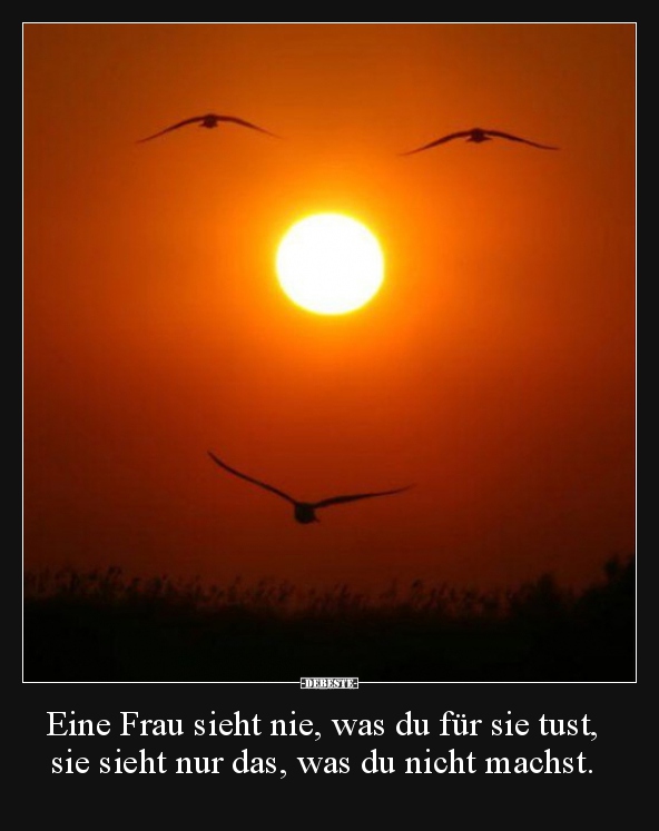 Eine Frau sieht nie, was du für sie tust, sie sieht nur..