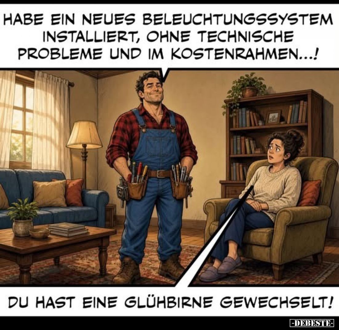 Habe ein neues Beleuchtungssystem installiert, ohne technische Probleme und im Kostenrahmen...!
-
Du hast eine Glühbirne ge...
