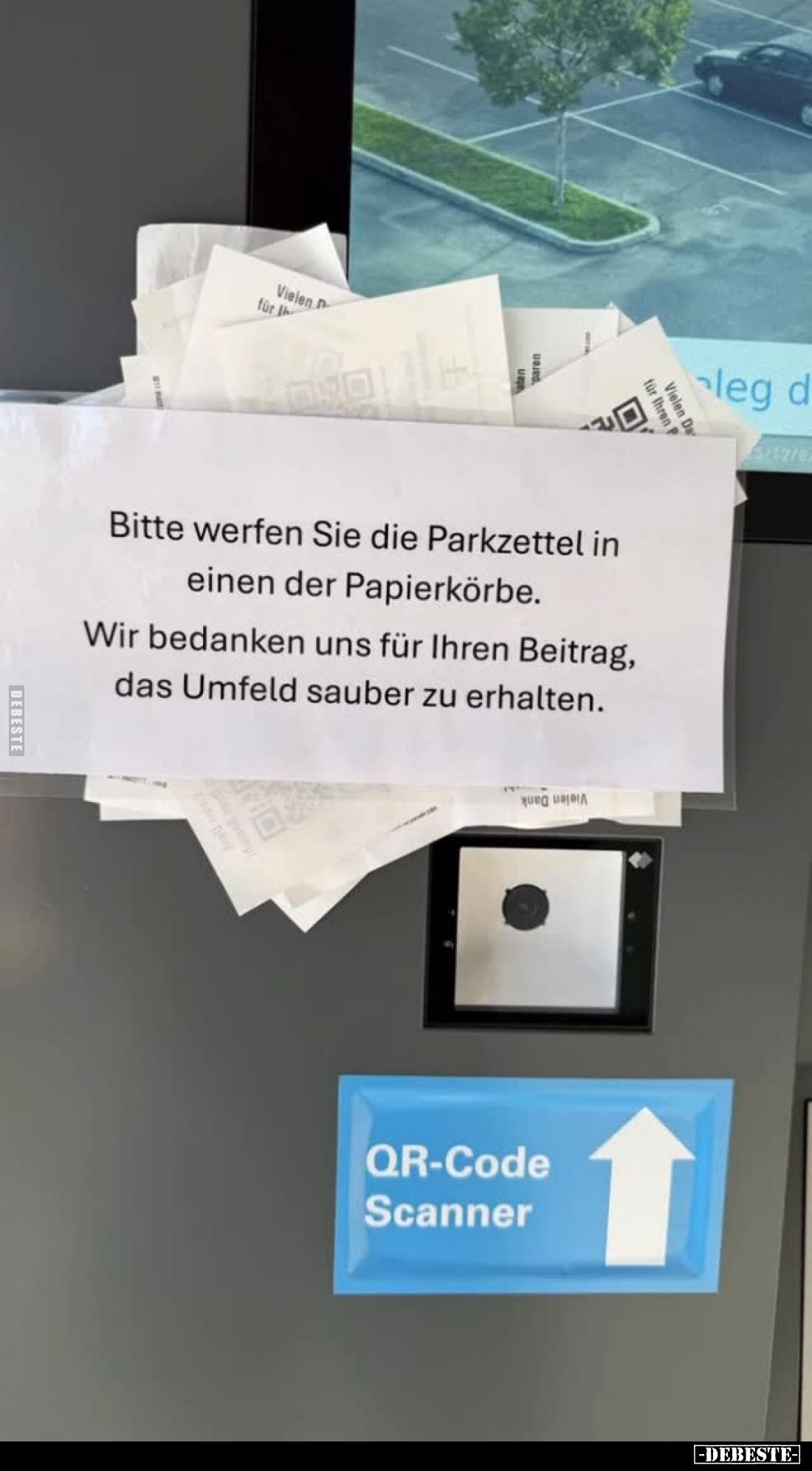 Bitte werfen Sie die Parkzettel in einen der Papierkörbe.
Wir bedanken uns für Ihren Beitrag, das Umfeld sauber zu erhalten.