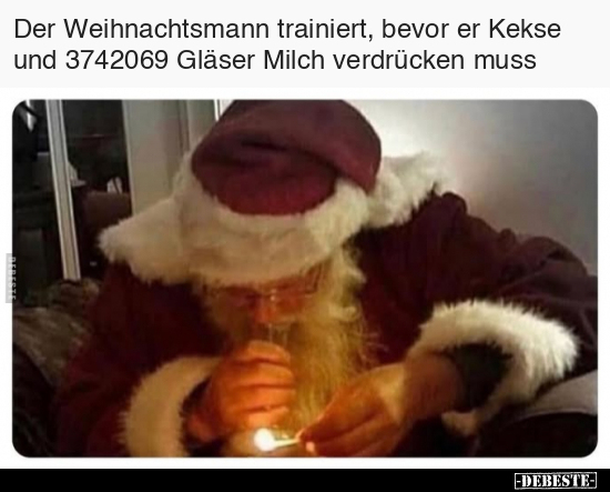 Der Weihnachtsmann trainiert, bevor er Kekse und.. - Lustige Bilder | DEBESTE.de