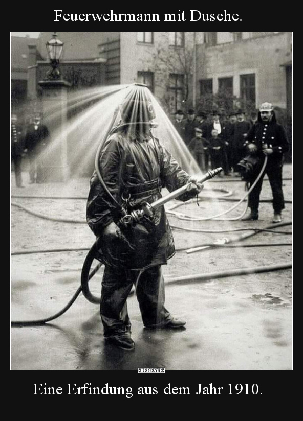 Feuerwehrmann mit Dusche. Eine Erfindung aus dem Jahr.. - Lustige Bilder | DEBESTE.de
