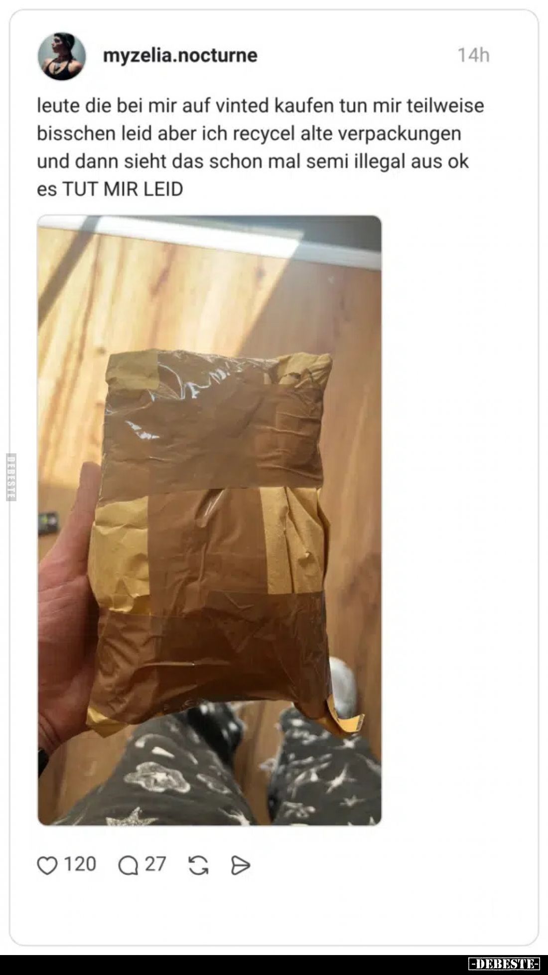 Leute, die bei mir auf Vinted kaufen, tun mir teilweise bisschen leid, aber ich recycel alte Verpackungen und dann sieht das ...