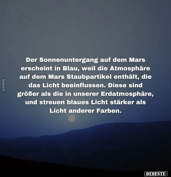 Der Sonnenuntergang auf dem Mars erscheint in Blau.. - Lustige Bilder | DEBESTE.de