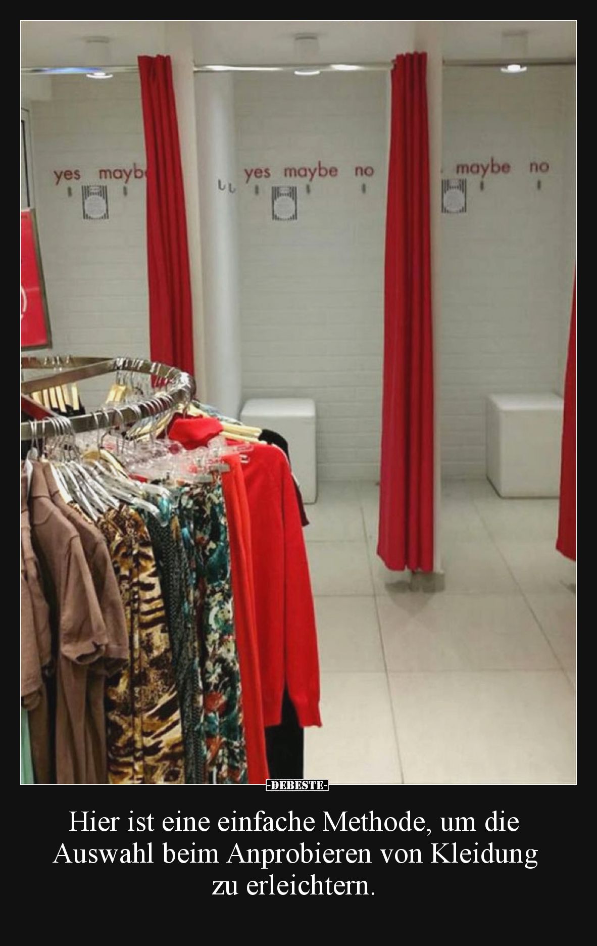 Hier ist eine einfache Methode, um die Auswahl beim Anprobieren von Kleidung zu erleichtern.