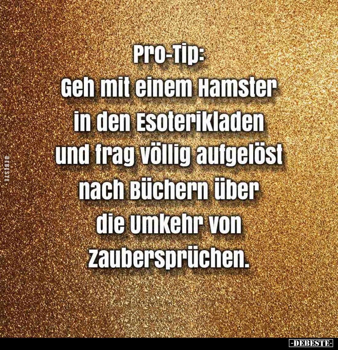 Pro-Tip:
Geh mit einem Hamster in den Esoterikladen und frag völlig aufgelöst nach Büchern über die Umkehr von Zaubersprüche...