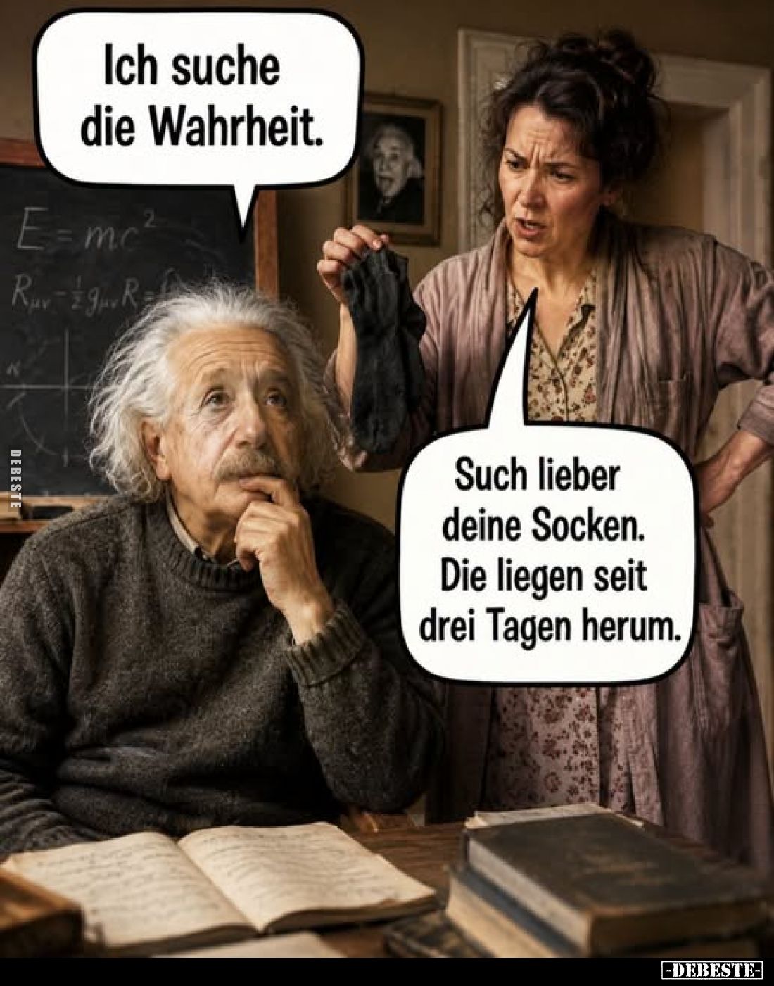 Ich suche die Wahrheit.
-
Such lieber deine Socken. Die liegen seit drei Tagen herum.