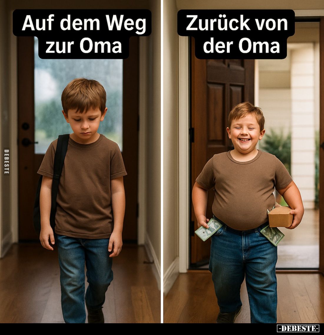 Auf dem Weg zur Oma. -
Zurück von der Oma.