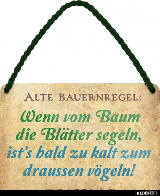 Alte Bauernregel: Wenn vom Baum die Blätter segeln.. - Lustige Bilder | DEBESTE.de