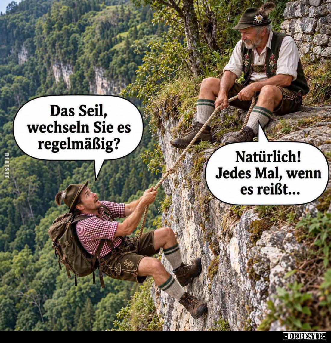 Das Seil, wechseln Sie es regelmäßig? -
Natürlich! Jedes Mal, wenn es reißt...