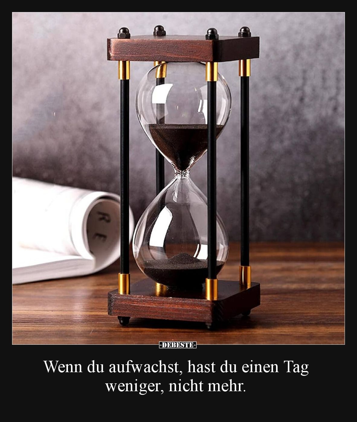 Wenn du aufwachst, hast du einen Tag weniger, nicht mehr.