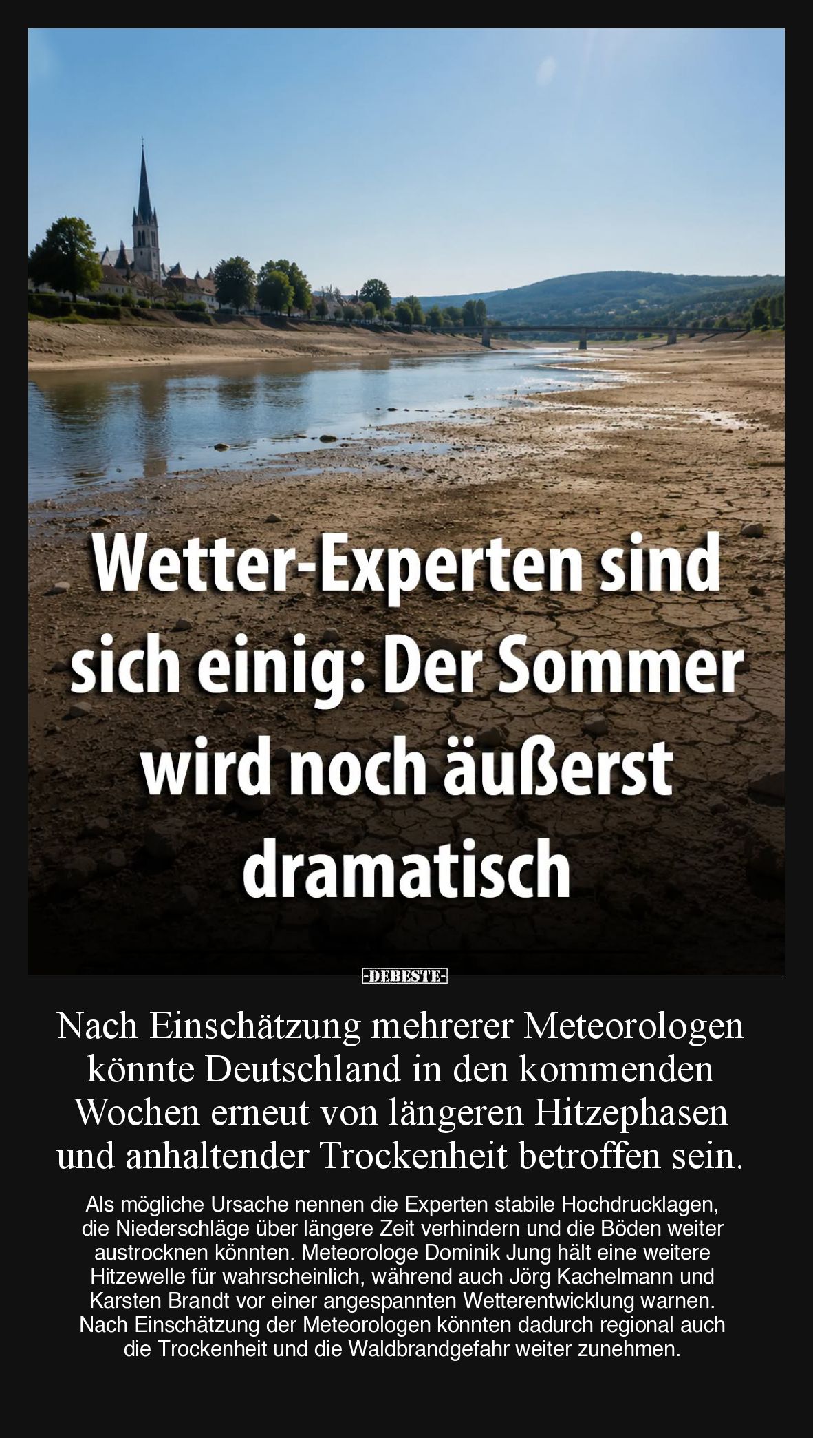 Nach Einschätzung mehrerer Meteorologen könnte Deutschland in den kommenden Wochen erneut von längeren Hitzephasen und anhalt...