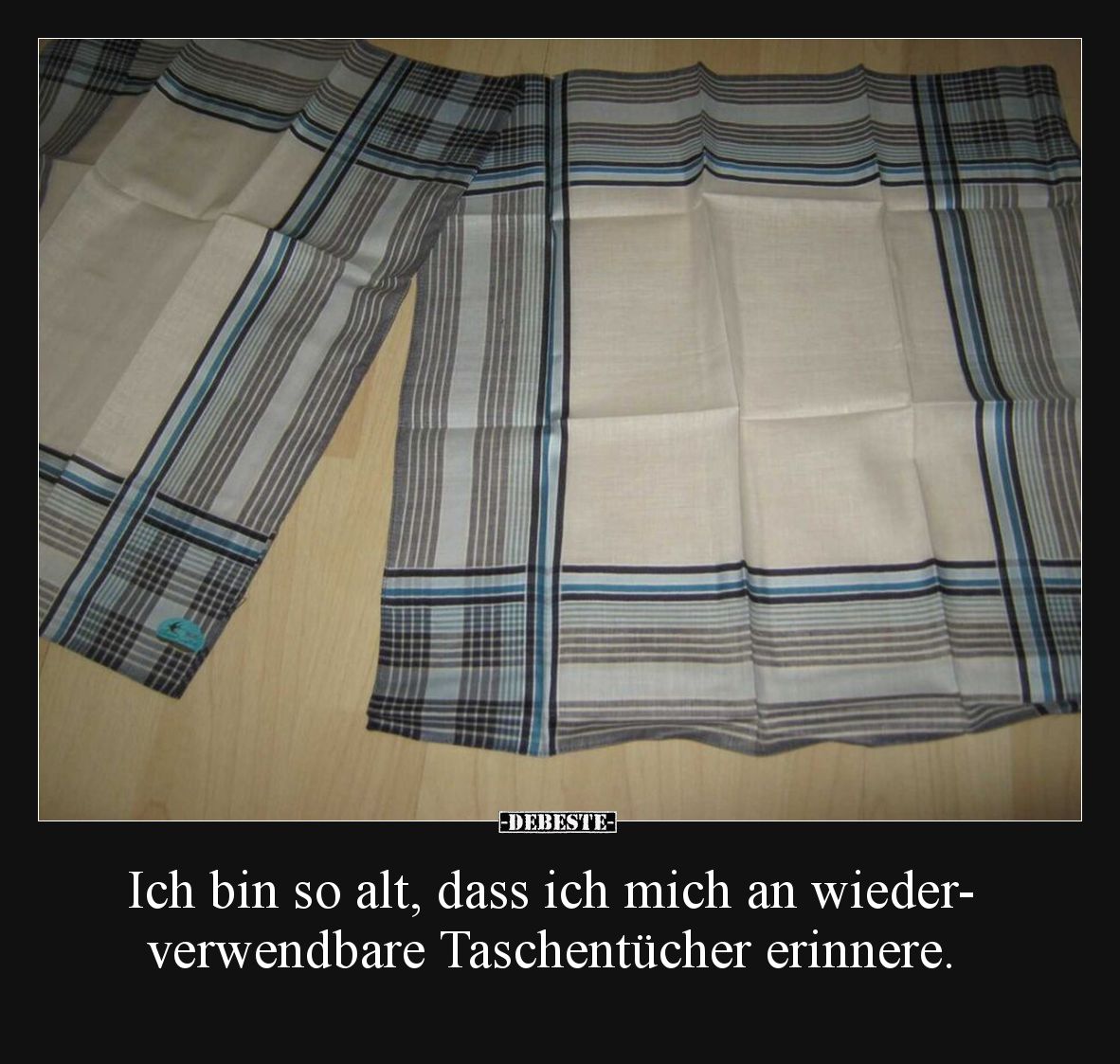 Ich bin so alt, dass ich mich an wiederverwendbare Taschentücher erinnere.