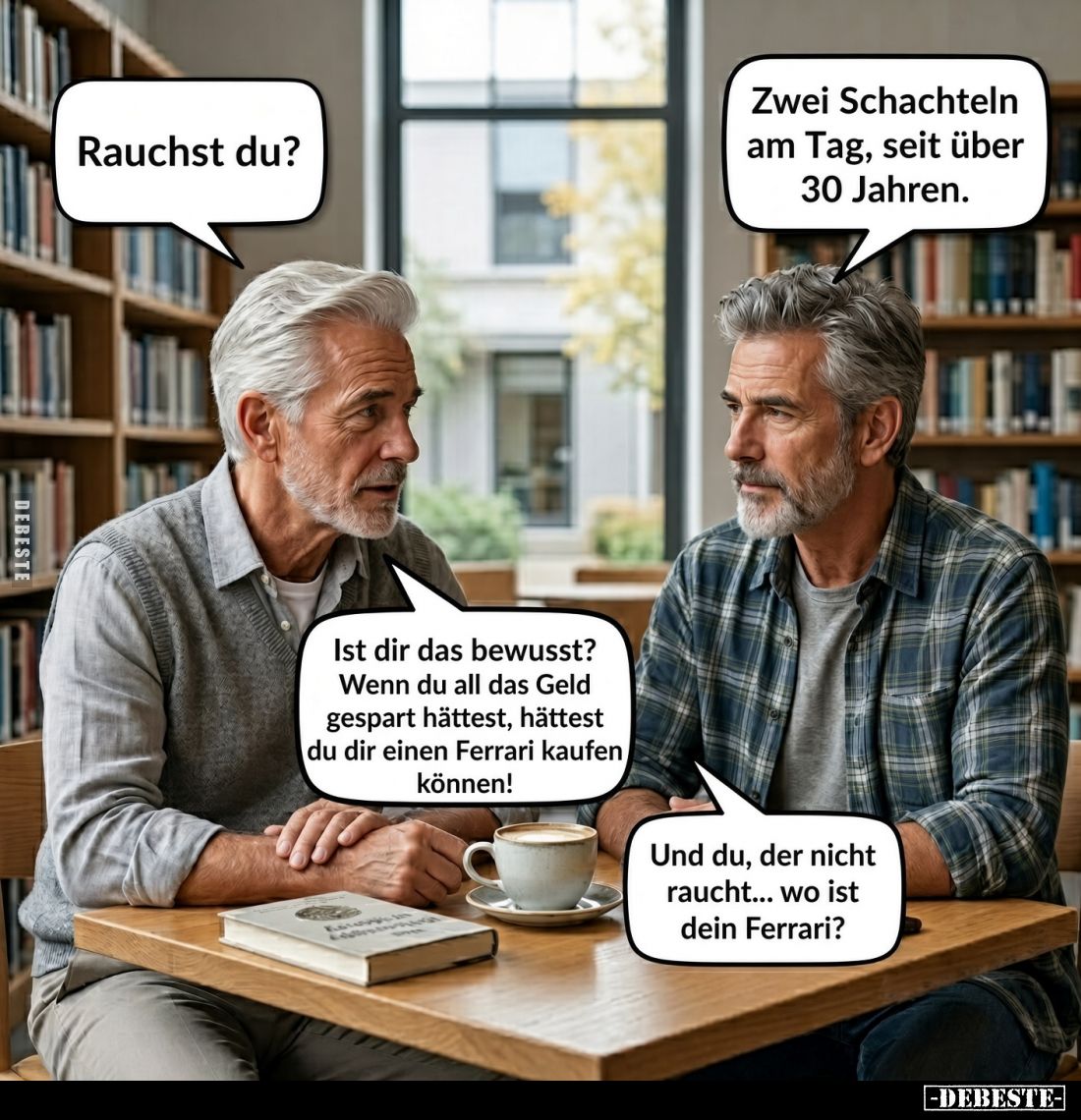 Rauchst du? - Zwei Schachteln am Tag, seit über 30 Jahren. -
Ist dir das bewusst? Wenn du all das Geld gespart hättest, hätt...