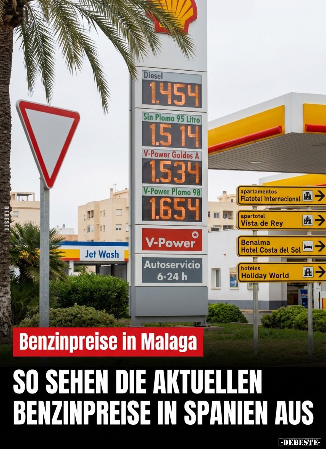 Benzinpreise in Malaga.
So sehen die aktuellen Benzinpreise in Spanien aus.