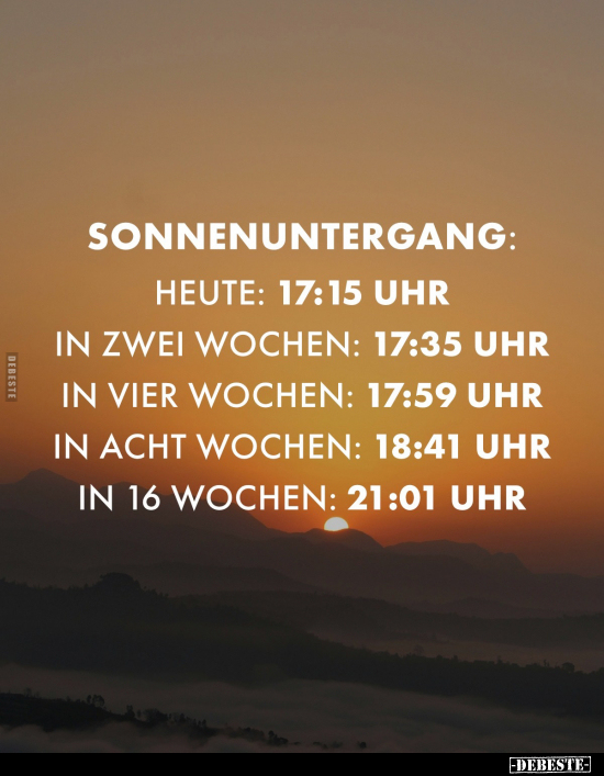 Sonnenuntergang, Heute