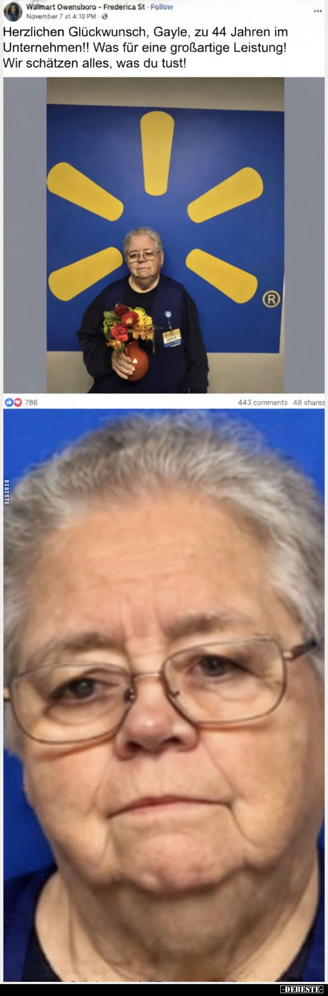 Herzlichen Glückwunsch, Gayle, zu 44 Jahren im Unternehmen!! Was für eine großartige Leistung! Wir schätzen alles, was du tus...