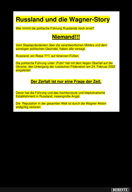 Putin und das letzte Aufbäumen seines Regimes - Lustige Bilder | DEBESTE.de