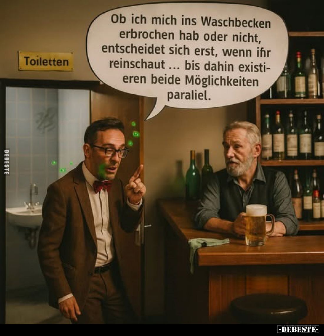 Ob ich mich ins Waschbecken erbrochen hab oder nicht, entscheidet sich erst, wenn ihr reinschaut... bis dahin existieren beid...