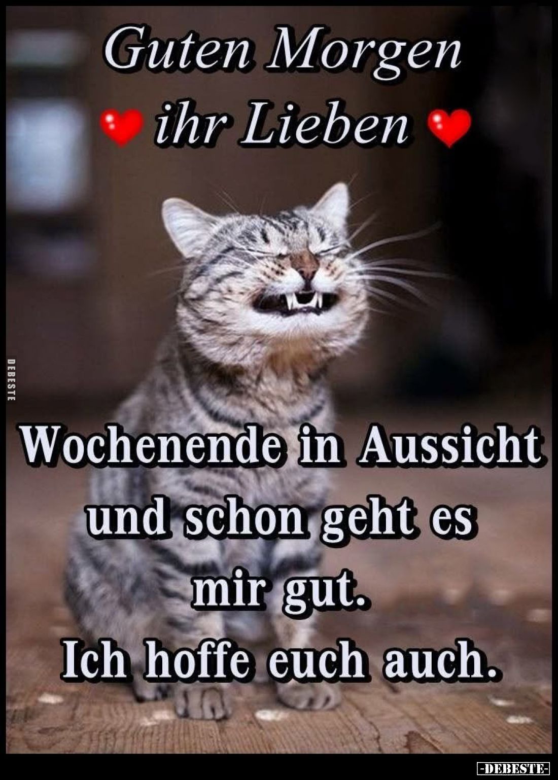Guten Morgen ihr Lieben.
Wochenende in Aussicht und schon geht es mir gut.
Ich hoffe euch auch.