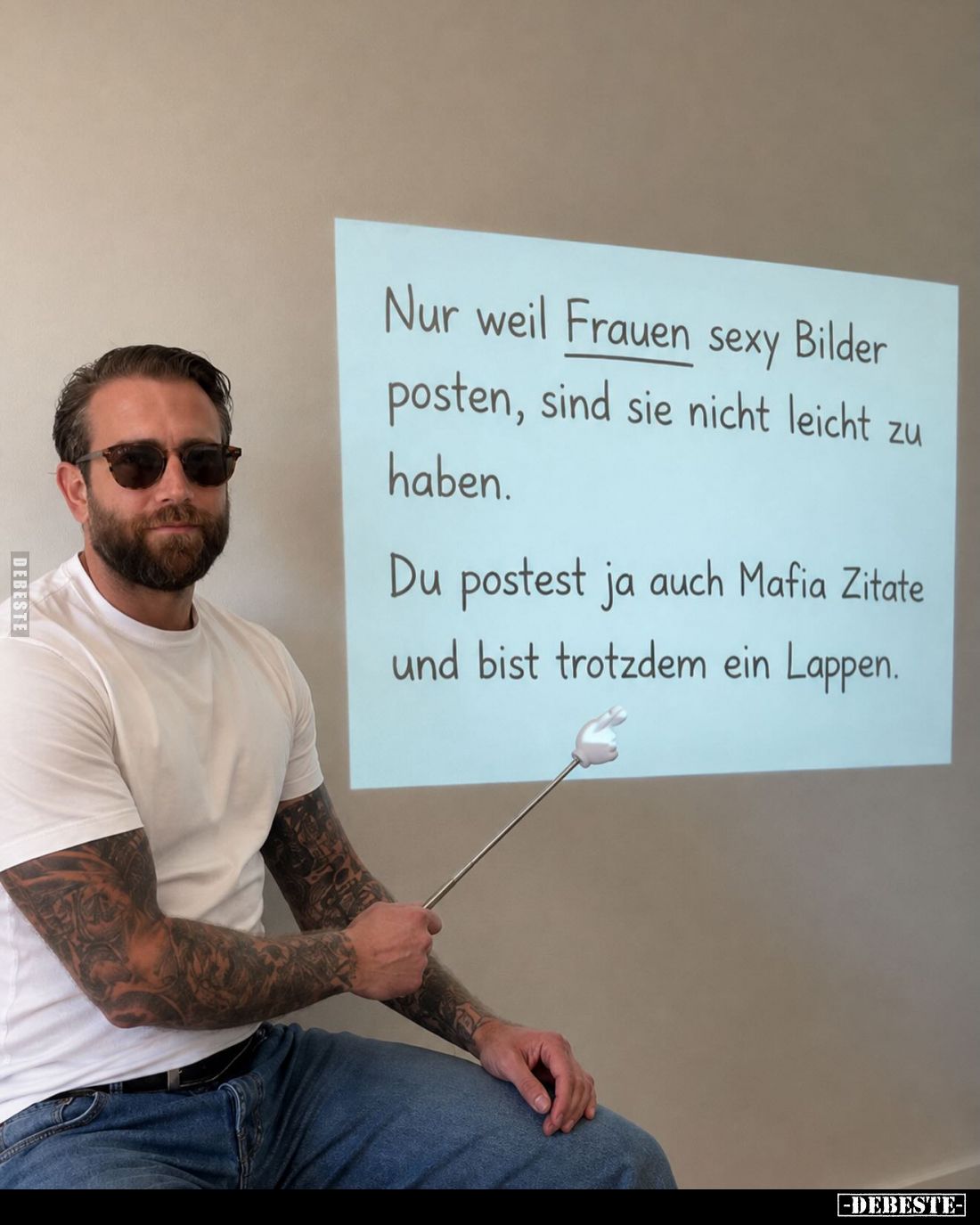 Nur weil Frauen sexy Bilder posten, sind sie nicht leicht zu haben.
Du postest ja auch Mafia Zitate und bist trotzdem ein ...