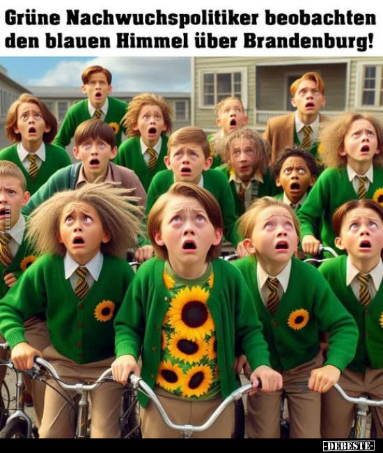 Grüne Nachwuchspolitiker beobachten den blauen Himmel über.. - Lustige Bilder | DEBESTE.de