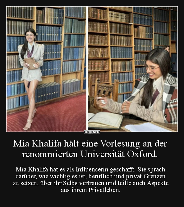 Mia Khalifa hält eine Vorlesung an der renommierten.. - Lustige Bilder | DEBESTE.de