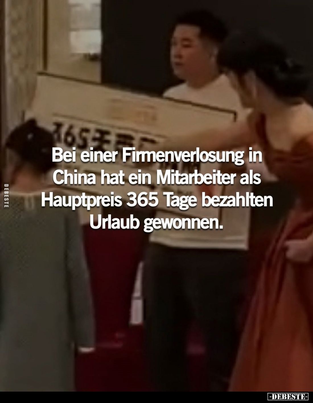 Bei einer Firmenverlosung in China hat ein Mitarbeiter als Hauptpreis 365 Tage bezahlten Urlaub gewonnen.