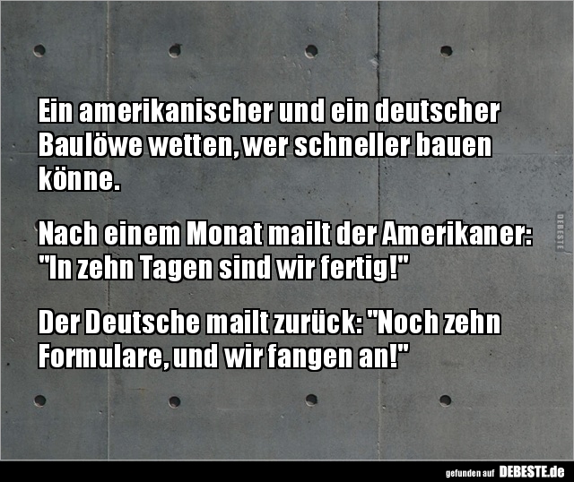 Ein amerikanischer und ein deutscher Baulöwe wetten.. - Lustige Bilder | DEBESTE.de