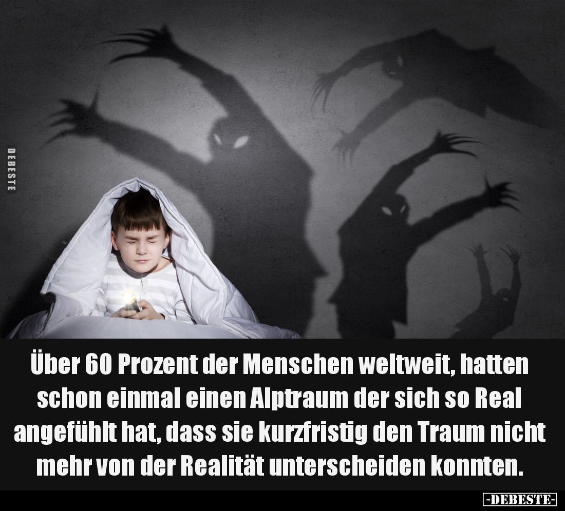 Über 60 Prozent der Menschen weltweit, hatten schon einmal einen Alptraum der sich so Real angefühlt hat, dass sie kurzfristi...