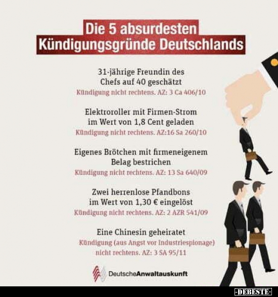 Die 5 absurdesten Kündigungsgründe Deutschlands.. - Lustige Bilder | DEBESTE.de
