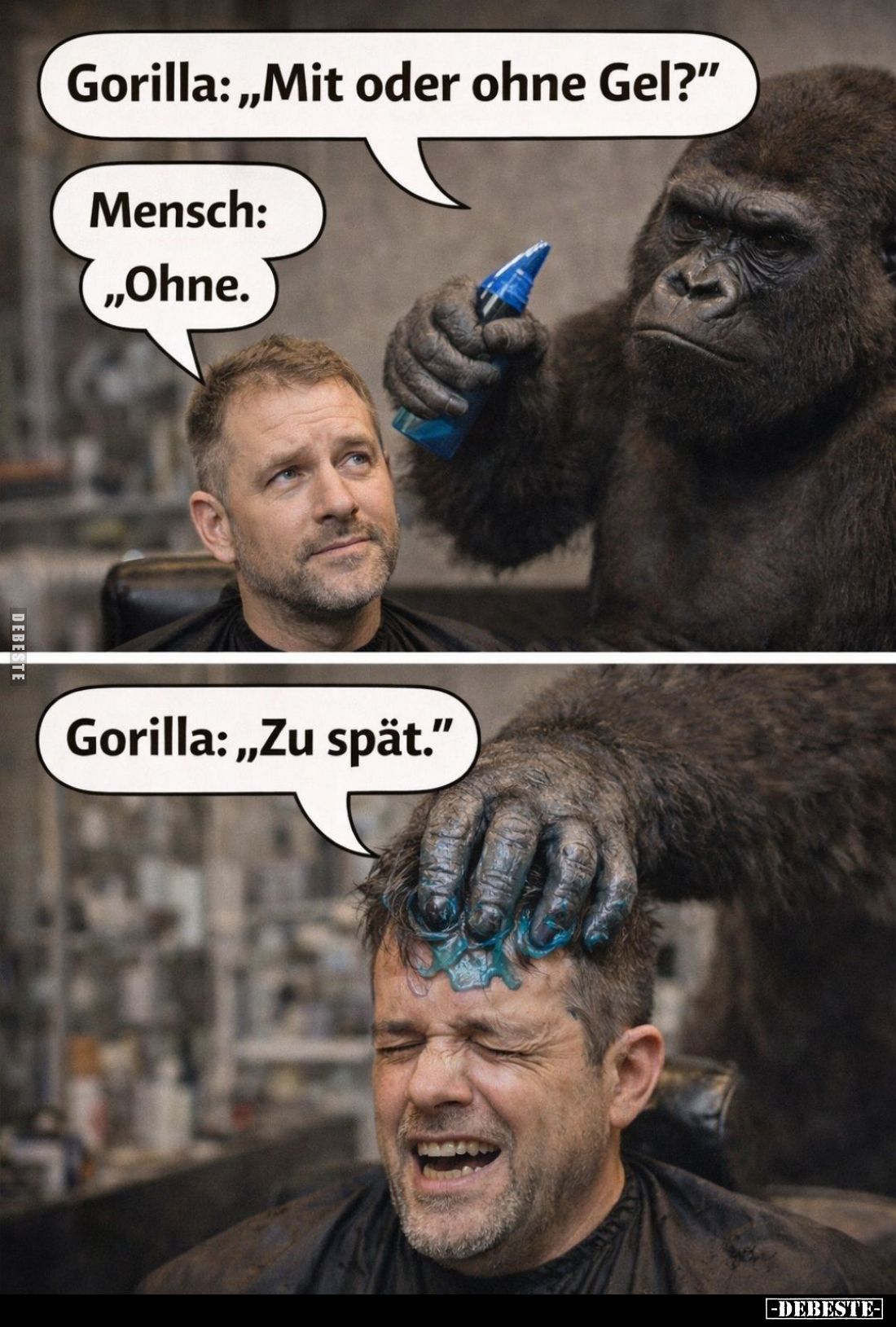 Gorilla: "Mit oder ohne Gel?"... - Lustige Bilder | DEBESTE.de