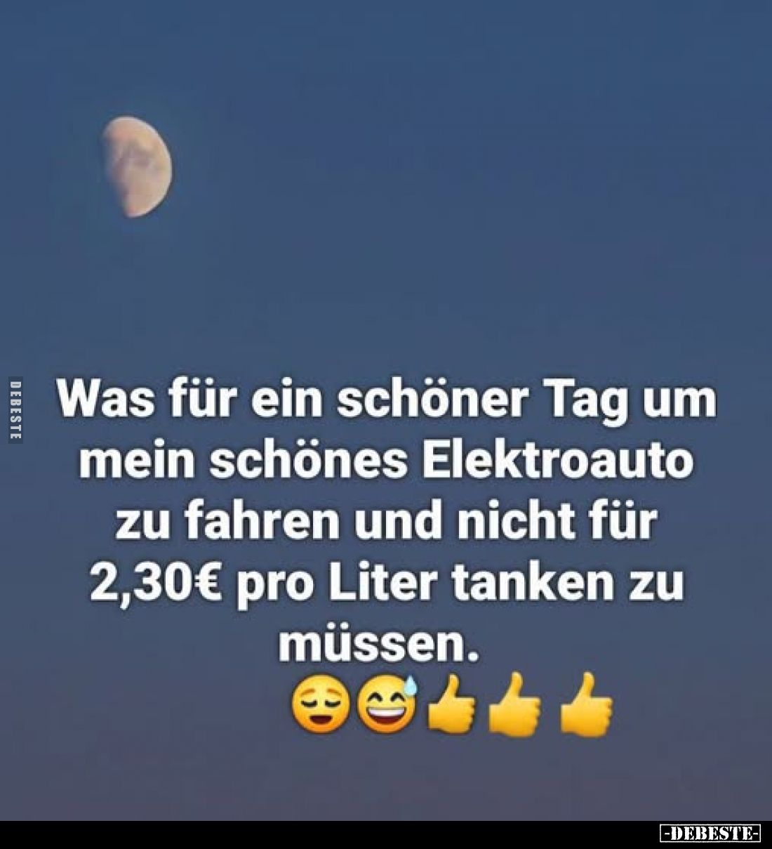 Was für ein schöner Tag um mein schönes Elektroauto zu fahren und nicht für 2,30€ pro Liter tanken zu müssen.