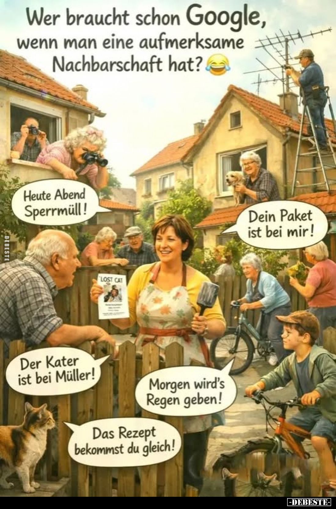 Wer braucht schon Google, wenn man eine aufmerksame Nachbarschaft hat?
-
Heute Abend Sperrmüll!
-
Dein Paket ist bei mir!...