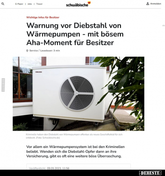 Warnung vor Diebstahl von Wärmepumpen.. - Lustige Bilder | DEBESTE.de