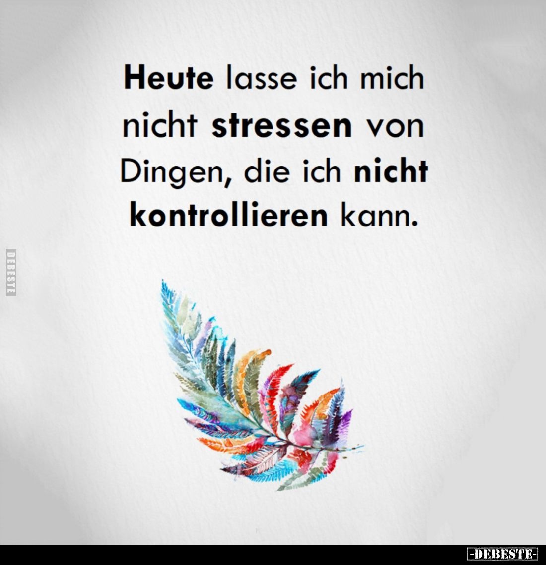 Heute lasse ich mich nicht stressen von Dingen, die ich nicht kontrollieren kann.