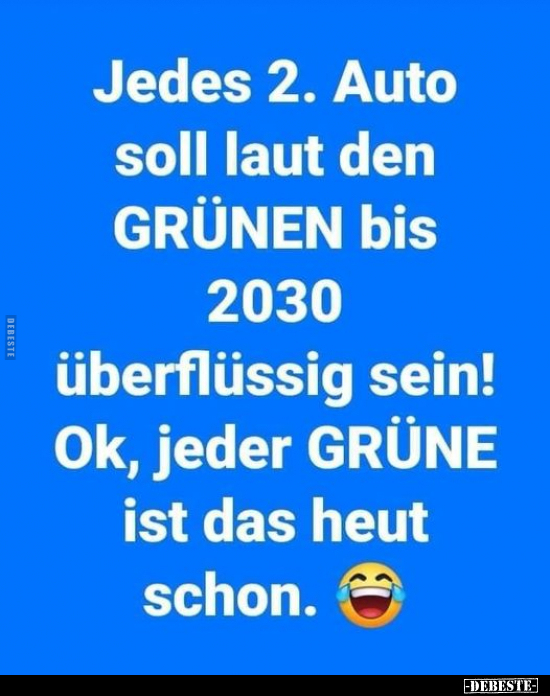 Jedes 2. Auto soll laut den GRÜNEN bis 2030..