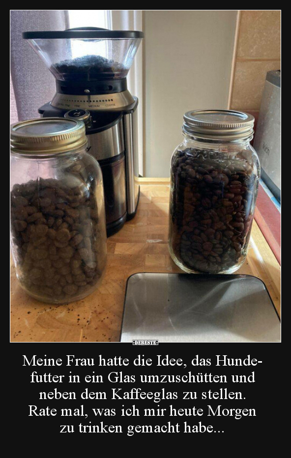 Meine Frau hatte die Idee, das Hundefutter in ein Glas.. - Lustige Bilder | DEBESTE.de