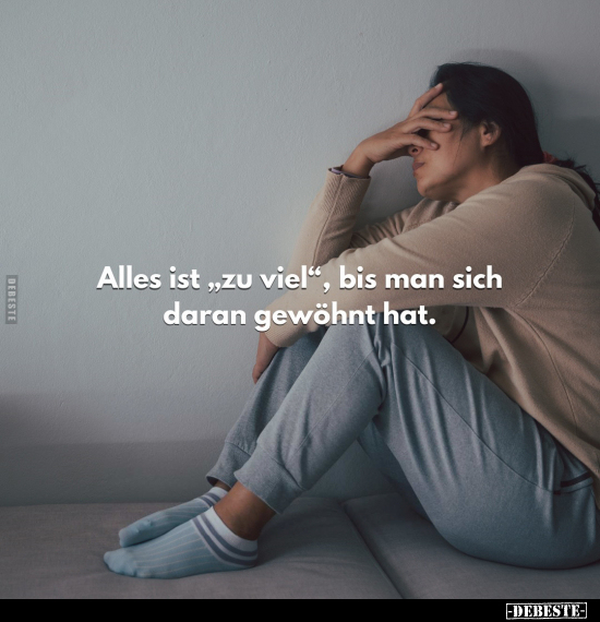 Alles ist „zu viel", bis man sich daran gewöhnt hat.