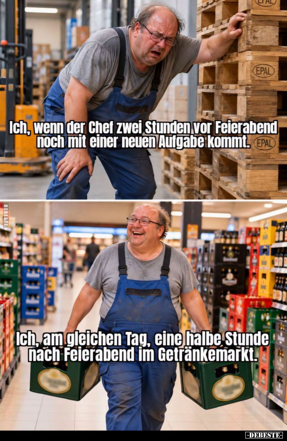 Ich, wenn der Chef zwei Stunden vor Feierabend noch mit einer neuen Aufgabe kommt.

Ich, am gleichen Tag, eine halbe Stunde...