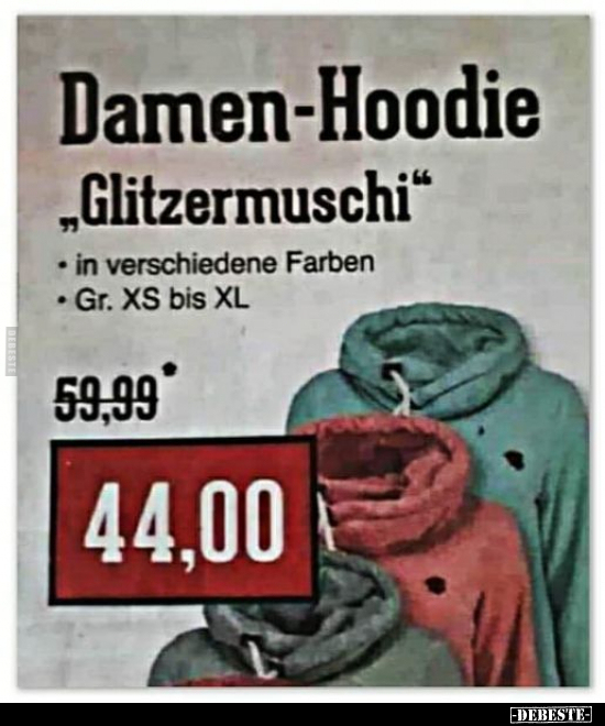 Damen-Hoodie "Glitzermuschi".. - Lustige Bilder | DEBESTE.de
