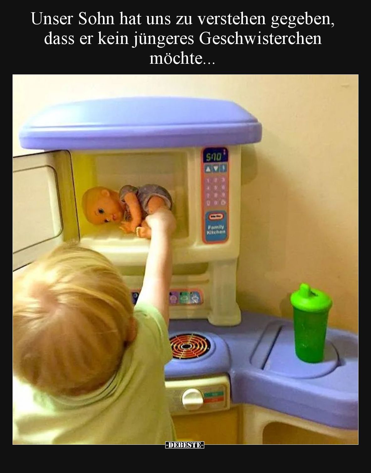 Unser Sohn hat uns zu verstehen gegeben, dass er kein jüngeres Geschwisterchen möchte.