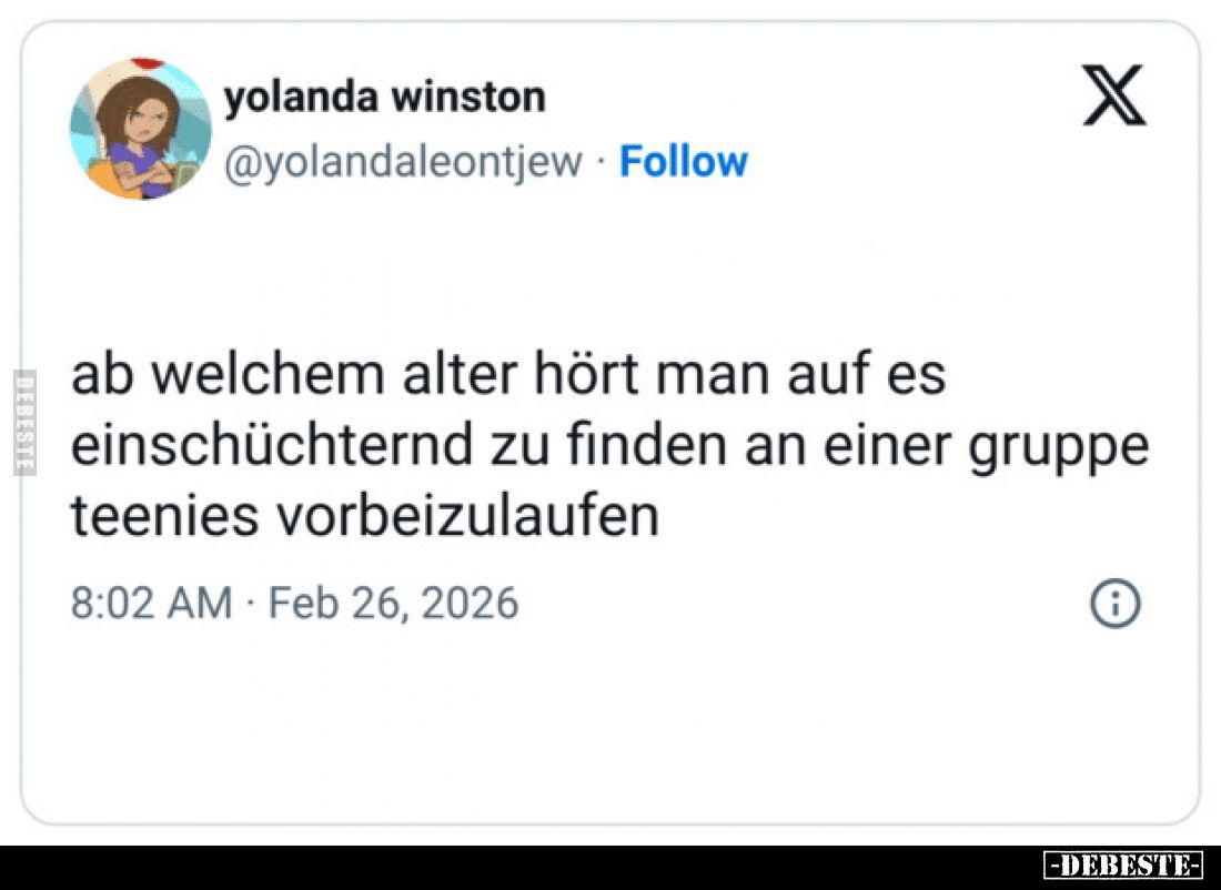 Ab welchem Alter hört man auf, es einschüchternd zu finden, an einer Gruppe Teenies vorbeizulaufen?